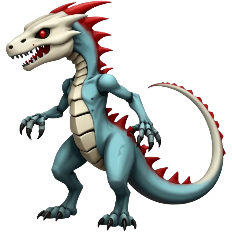 Shiny White Evil Glowing Eldritch Skeletal Creepy Edgy Badass Cool Marowak-Salandit-Duskull-Darkdramon-fusion with bloody red markings emoji