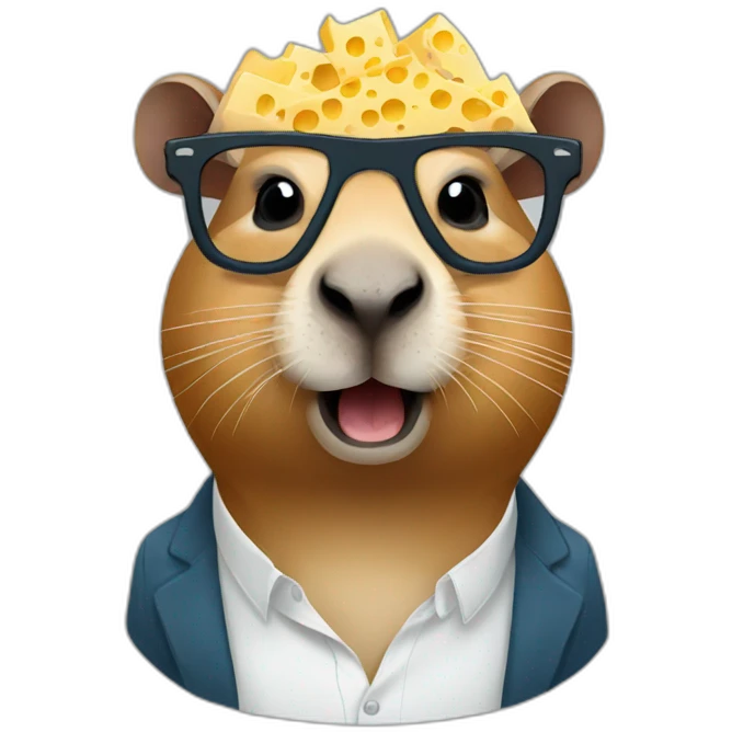 Capybara with cheese and glasses emoji