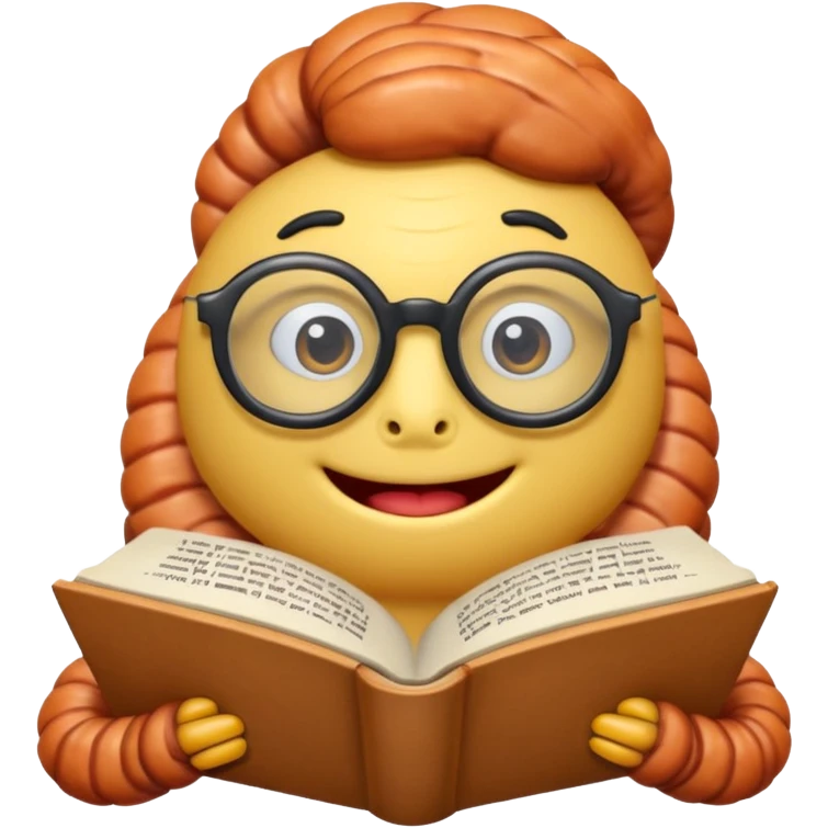 worm reading book emoji