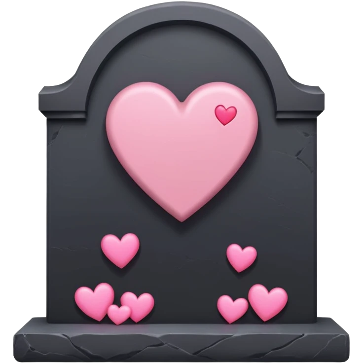 Headstone that says vaeh with pink hearts emoji