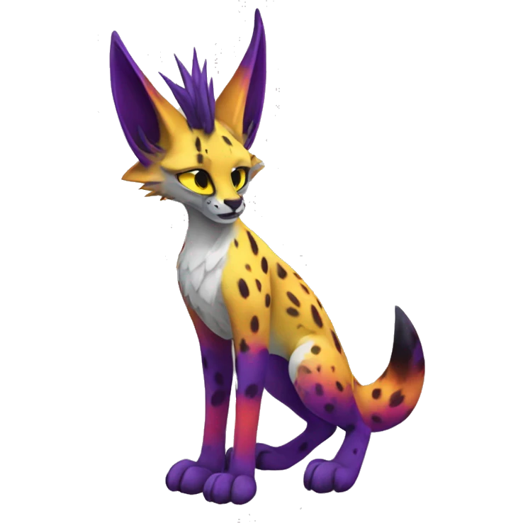 Epic Edgy Colorful Sergal-Serval-Vernid full body emoji