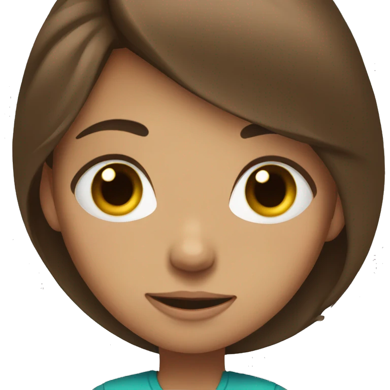 A girl with brown hair rolling her eyes  emoji
