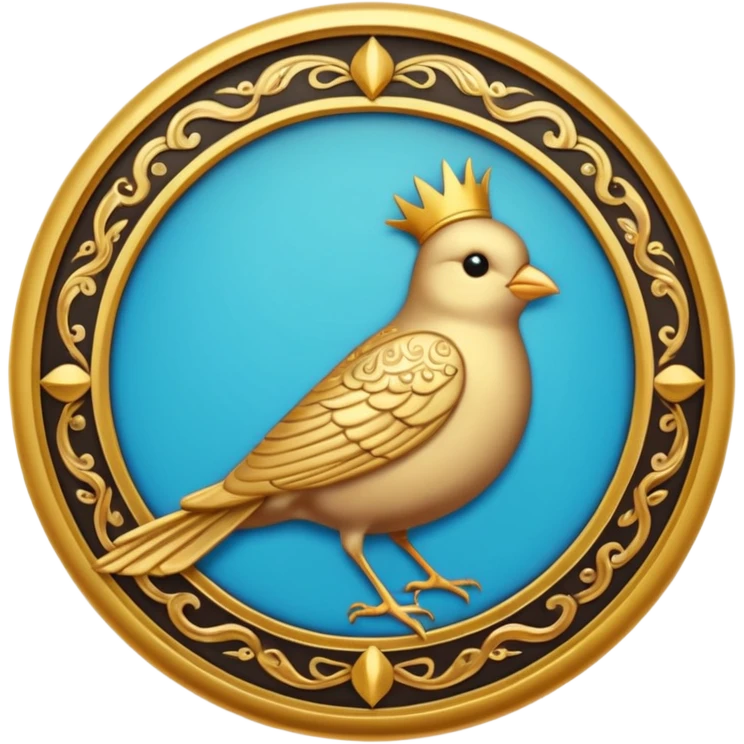 circular achievement style badge for early bird featuring a bird inside and a royal border  emoji