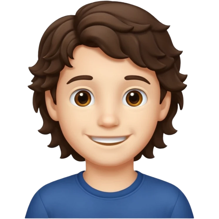 brunette wavy hair  boy 6 years old emoji