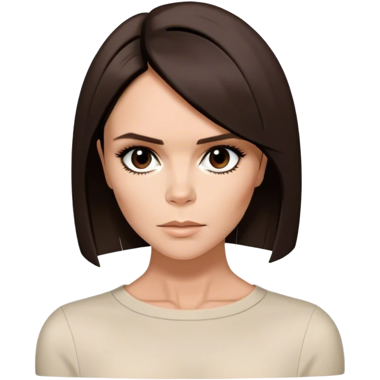Victoria Beckham circa 1997 with short, dark brown, bob haircut parted down the center emoji
