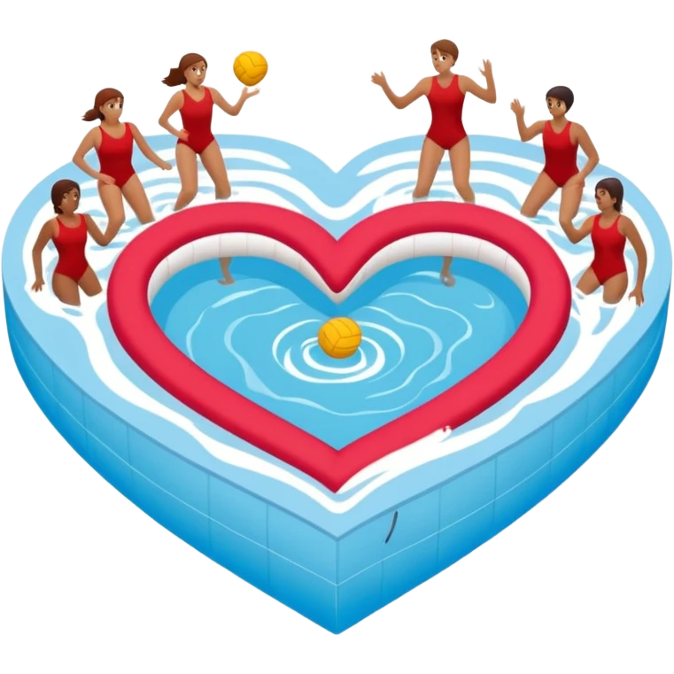 Natación  y voley en un corazón de color  emoji