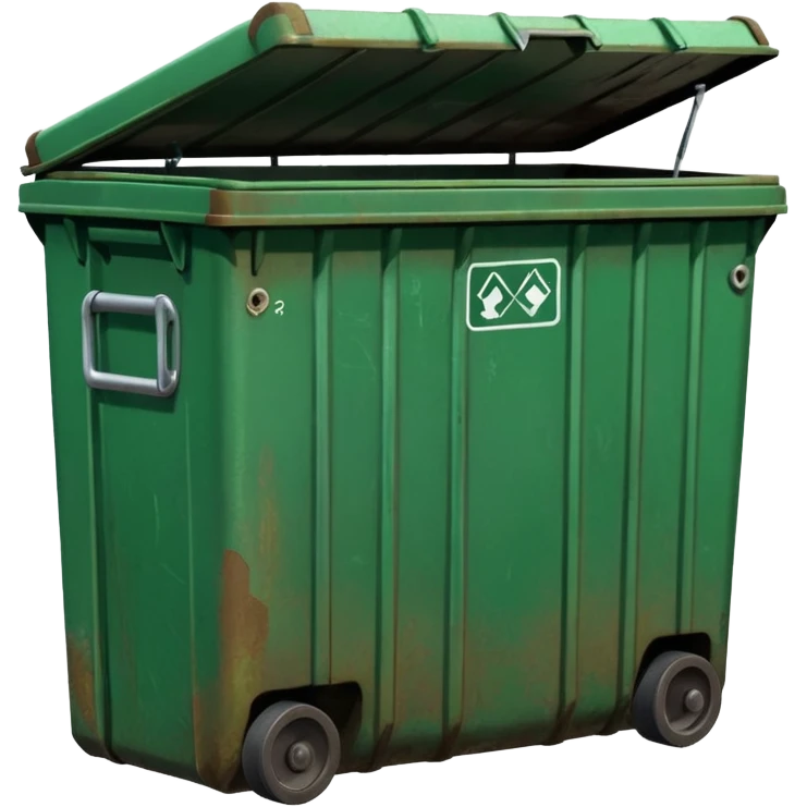 a green closed dumpster, No trash, BOTH THE LIDS CLOSED emoji