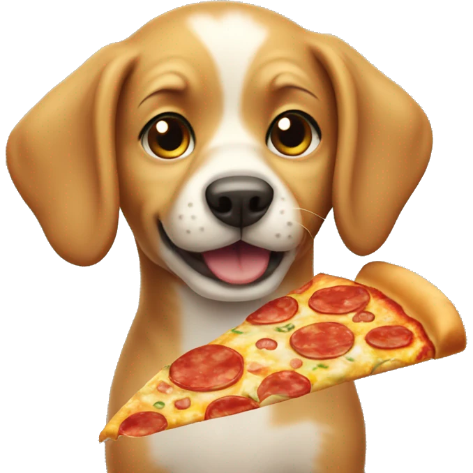 Cute dog eating a pizza emoji