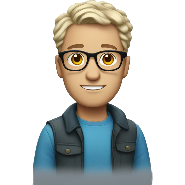 white guy with wavy short hair and blue glasses emoji