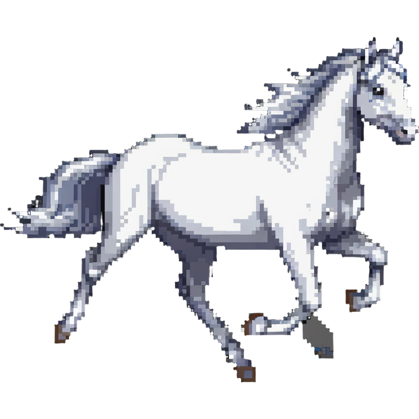 silver spirit horse running, mystical, magical emoji