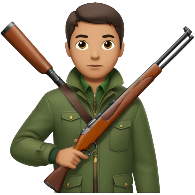 male hunter with a shotgun slung over shoulder, confident stance emoji