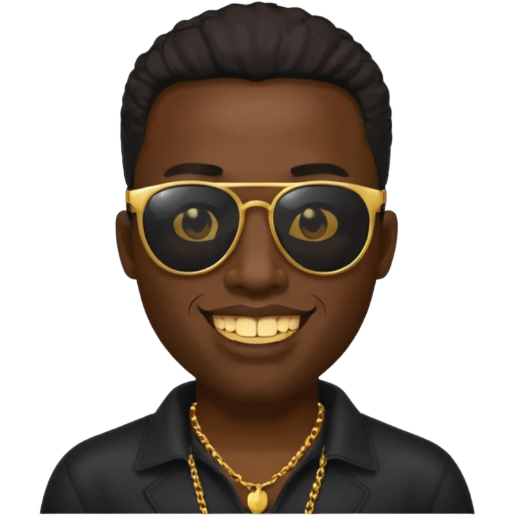 Black man with golds in mouth and black sun glasses emoji