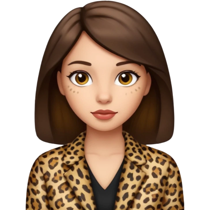 Brunette girl wearing leopard  emoji