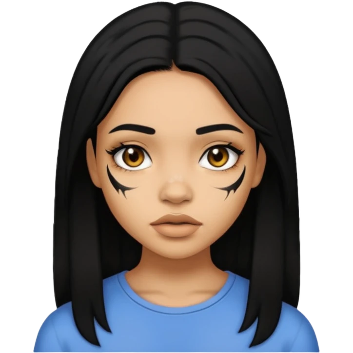 Lightskin girl with black hair and a scar on her face emoji