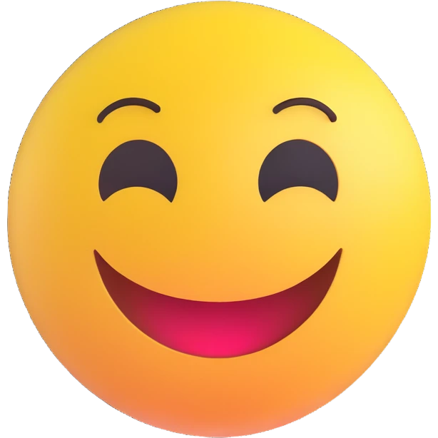3D smiley emoji, round shape, orange color, with text 'tökéletes', sparkling face emoji