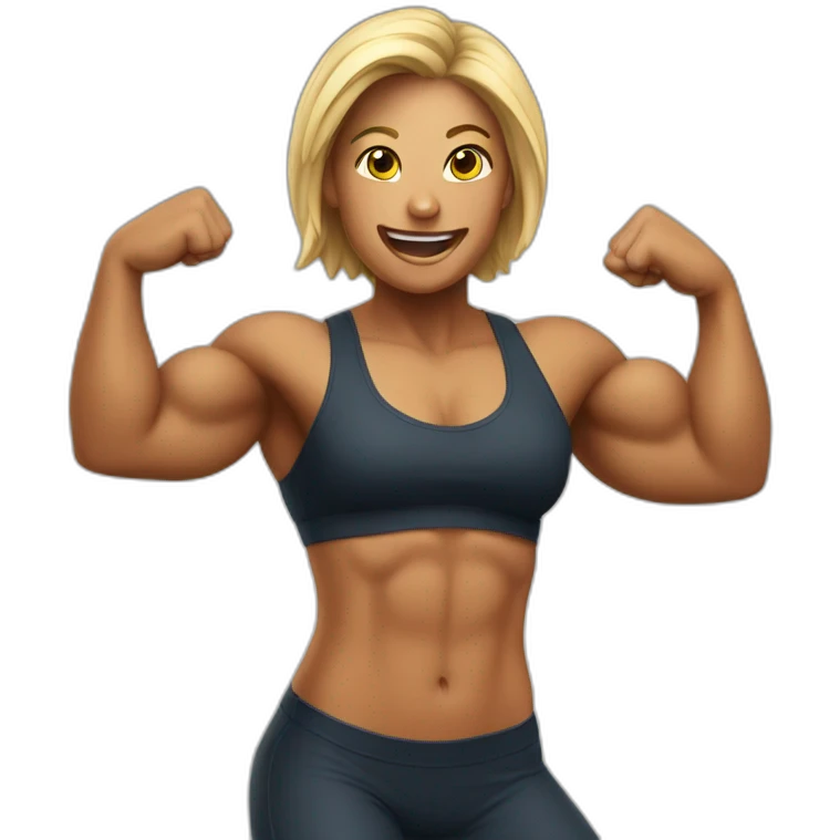 Gigached posing for fitness competition emoji