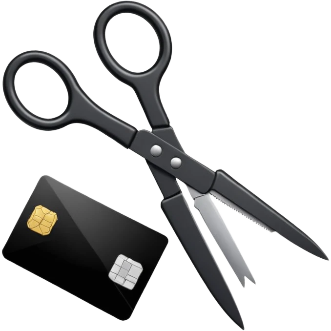 Floating black Scissors cutting in half an idf soldier ID card with a little chip in 2 parts emoji