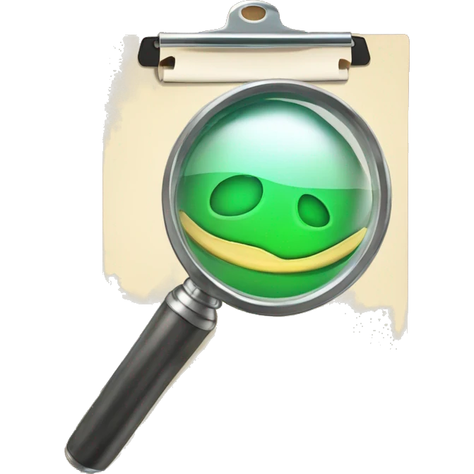 magnifying glass hovering over a clipboard emoji