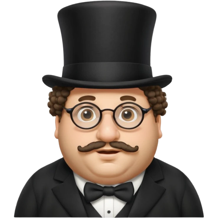 Fat Jewish man with curly hair a top hat glasses and a large nose  emoji