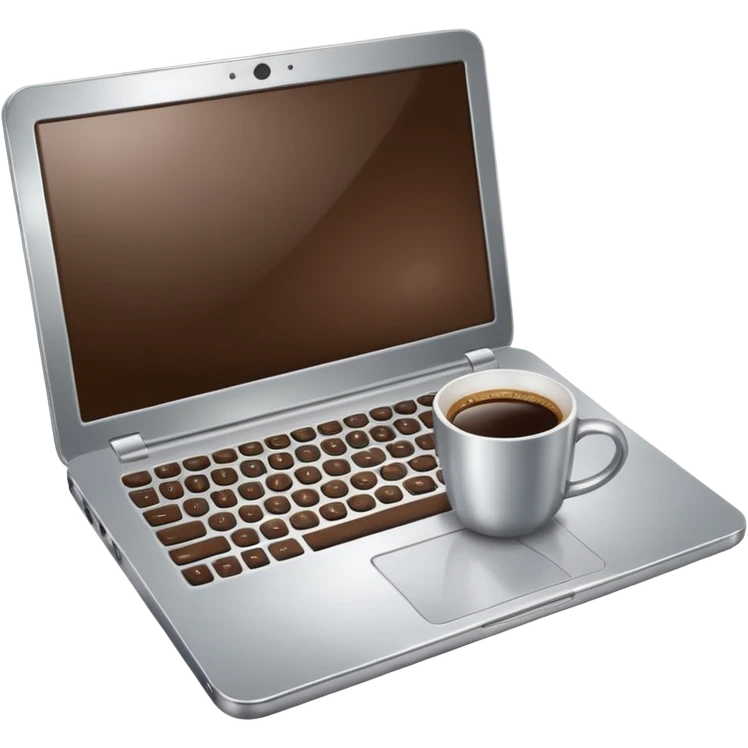 work silver laptop with coffee emoji