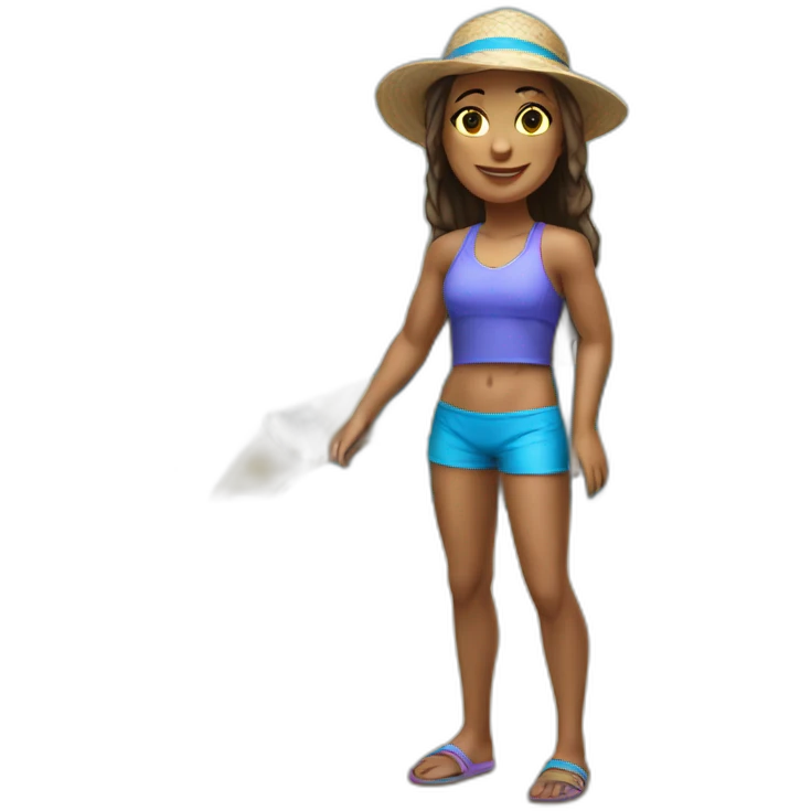 realistic beachvolley girl full body posing with separated legs emoji