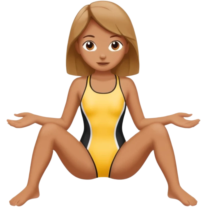 Girl wear swimsuit, The girl sits with her legs apart, show her feet emoji
