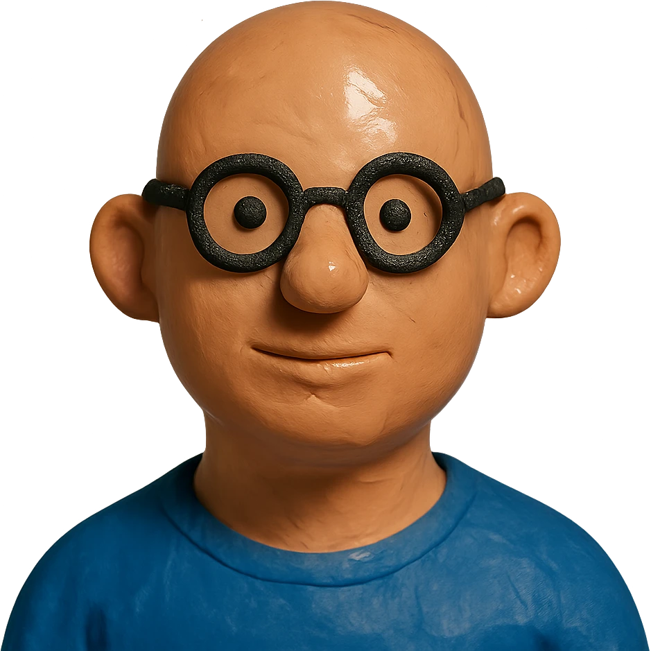 bald man with glasses, head glossy and shiny emoji