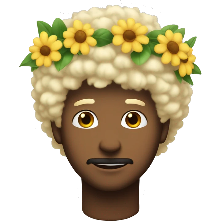 blonde fluffy hair soft WHITE man emoji wearing a flower crown emoji