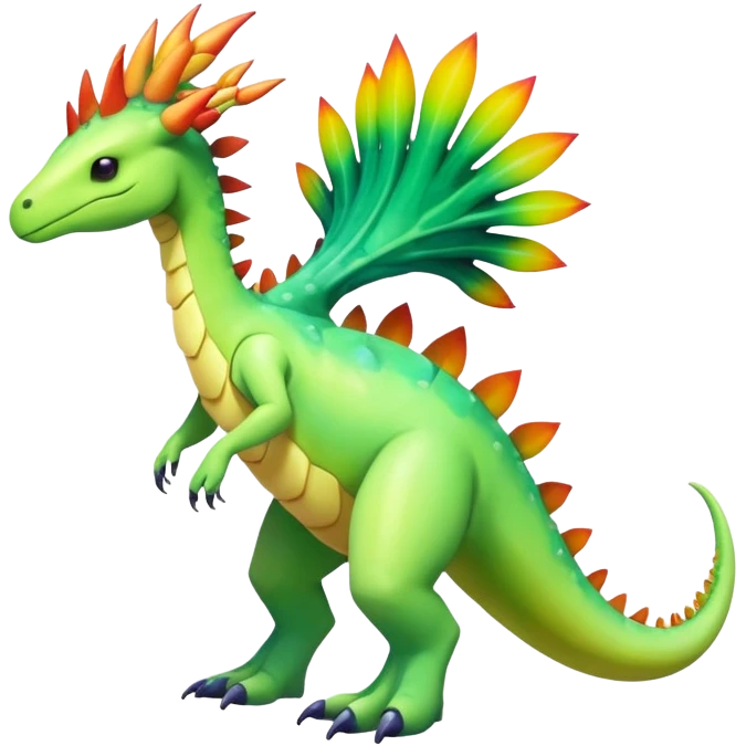 Shiny Exotic Colorful Meganium-Amaura-Aurorus-Fakémon-hybrid-creature (full body)  emoji
