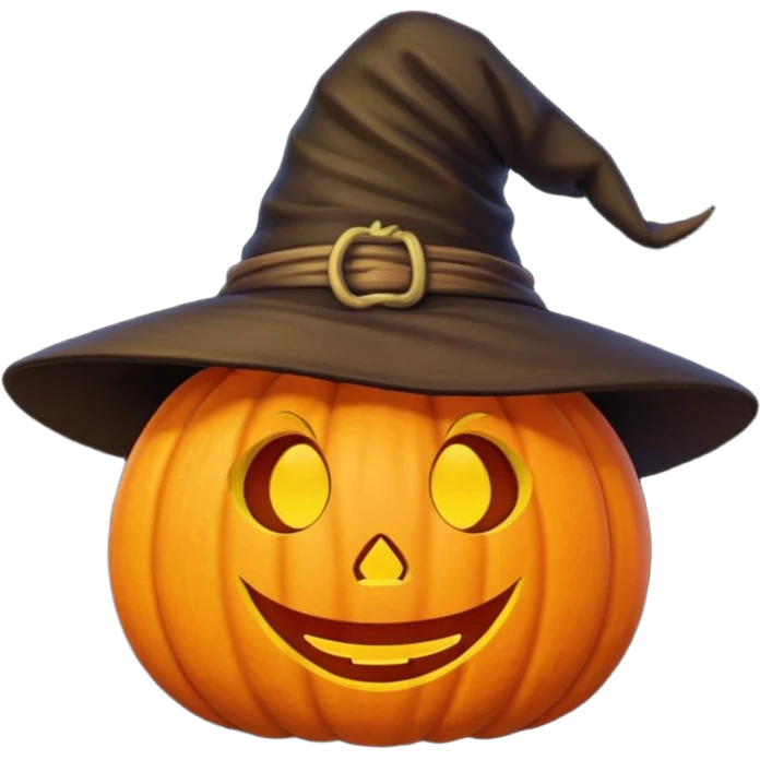 Cute Pumpkin wearing a witch hat emoji