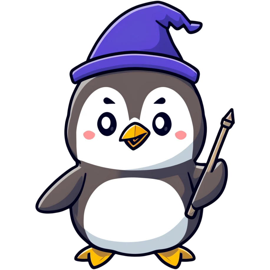 penguin wizard cartoon sticker emoji