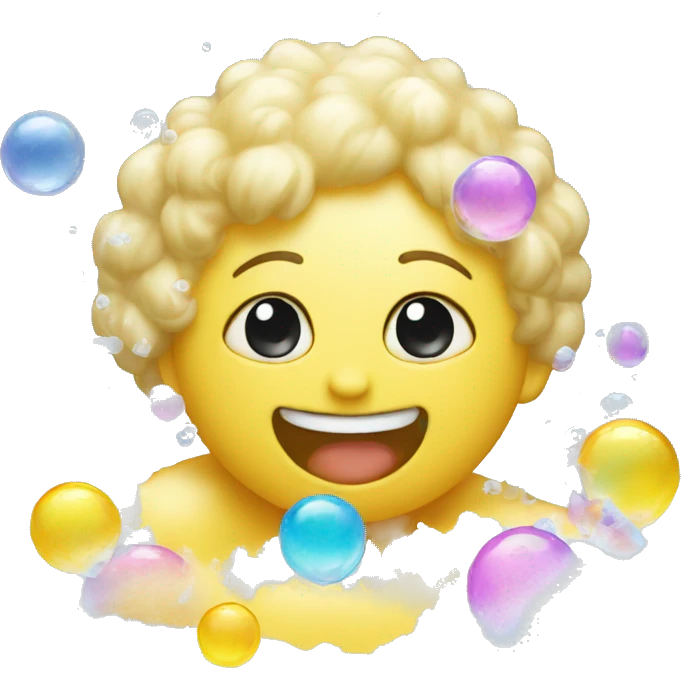 emoji covered in soap bubbles, taking a bath  emoji