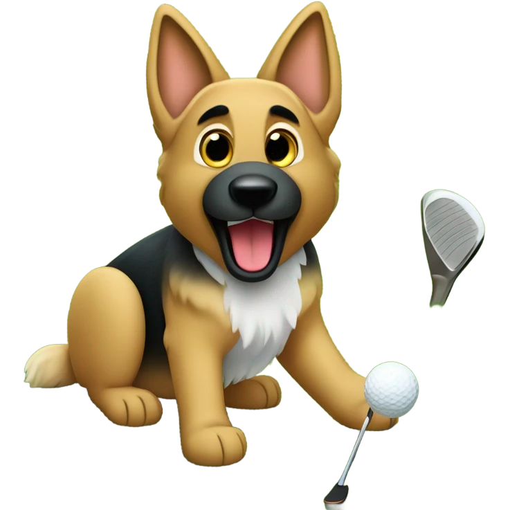 German shepherd playing golf emoji