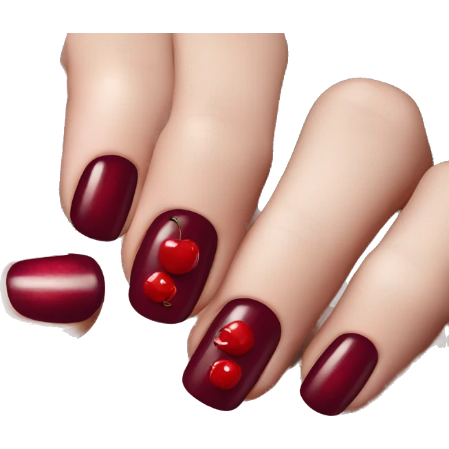 Cherry nail varnish on fingers emoji