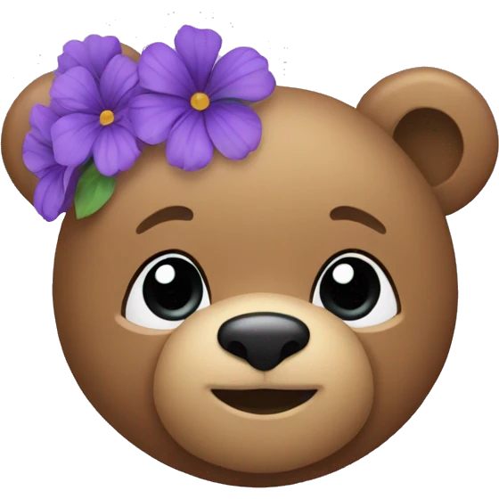 Teddy bear with purple flowers emoji
