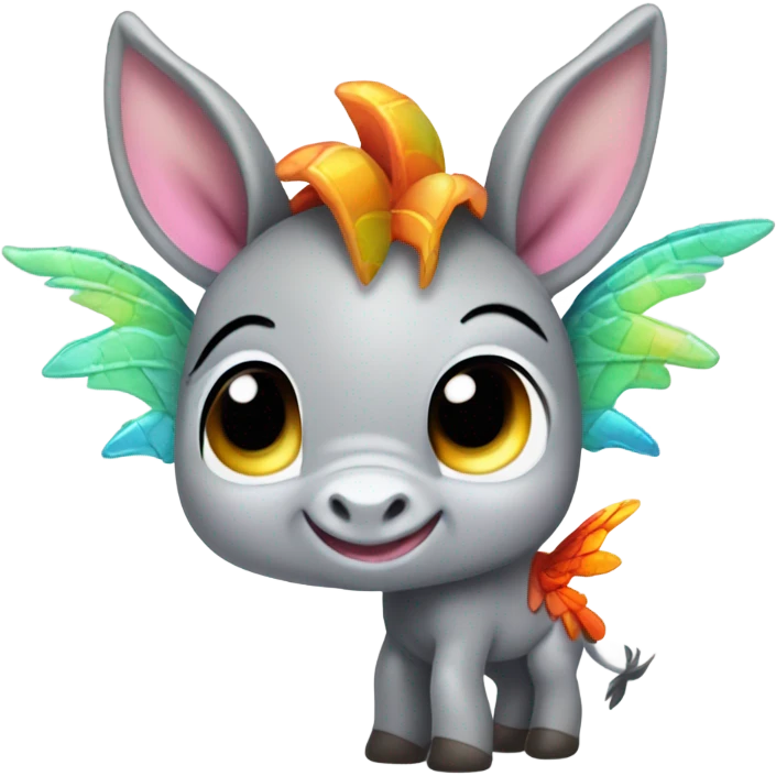 cute baby Donkey with dragon wings emoji