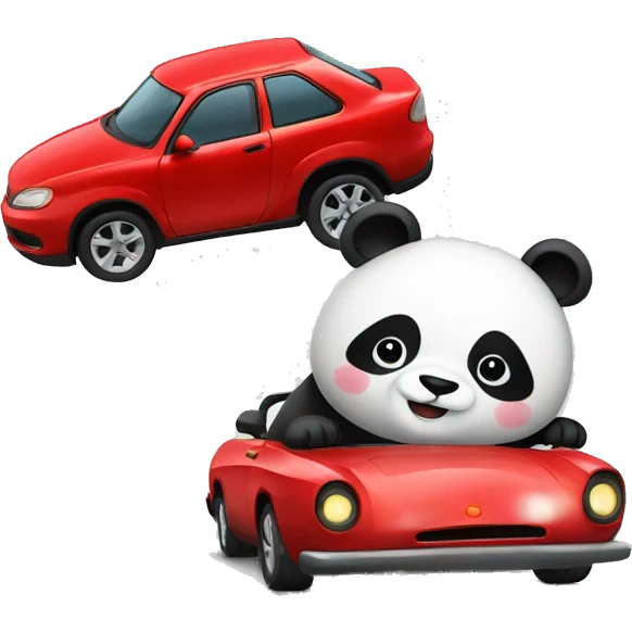 panda driving a red car emoji
