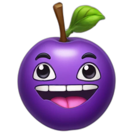purple fruit with face tongue out sweating gym woman emoji