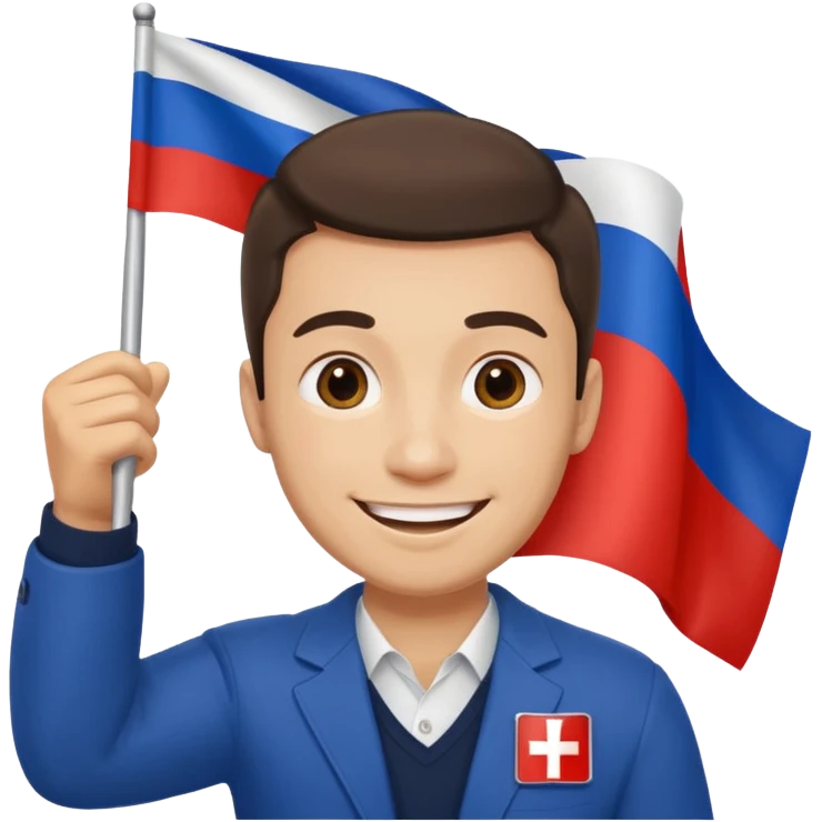 realistic man with russian flag in hand emoji