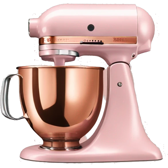 Realistic pastel pink and metallic copper kitchenaid mixer. emoji