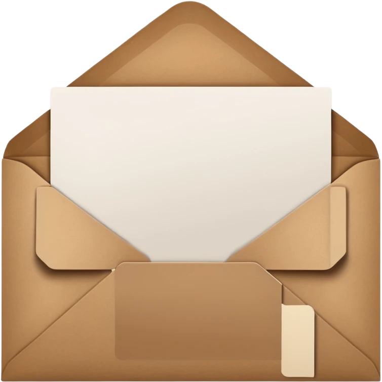 blank greeting card open with brown envelope next to it emoji