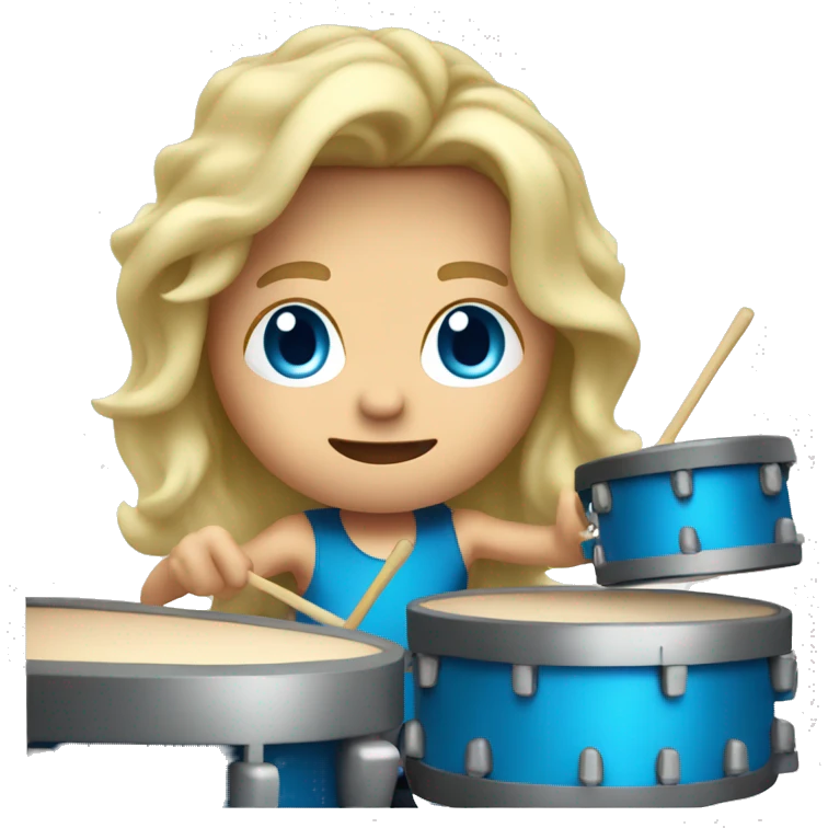 Blond man with long haire and blue eyes playing drums emoji