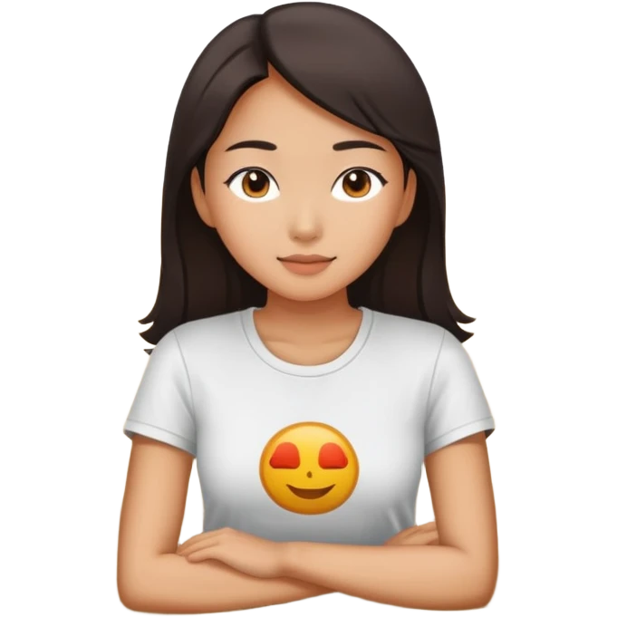 asian women wearing t shirt lying down on a beach emoji