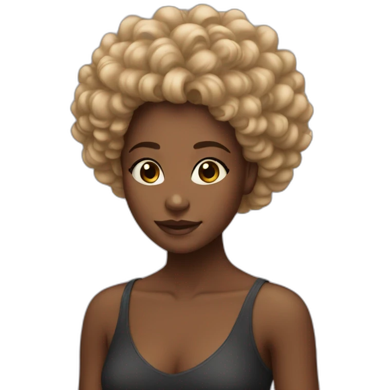 Pretty young black girl, with long Afro hair?  emoji