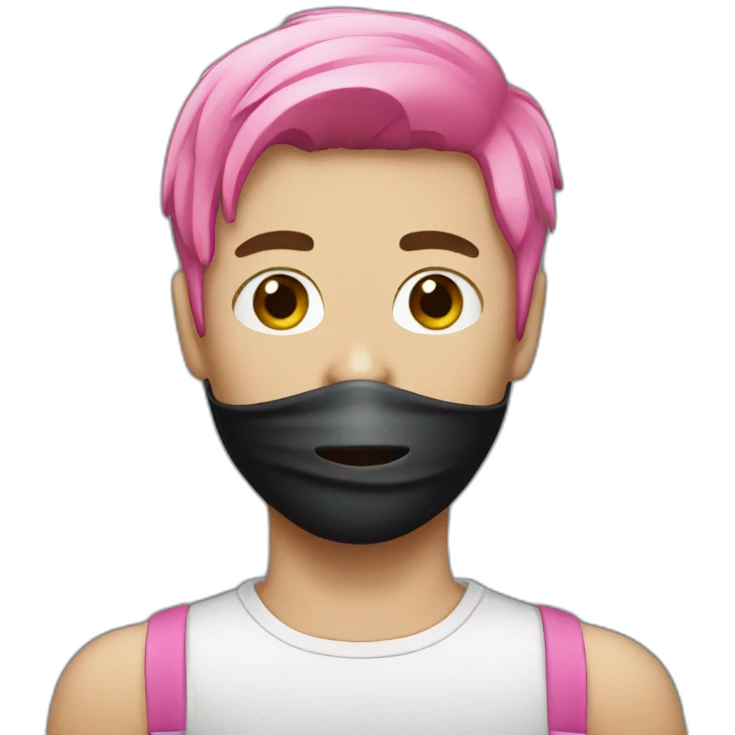 A guy with a black mask with pink hair emoji
