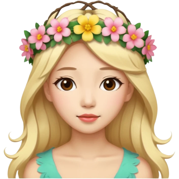 asian woman blonde flower crown long hair emoji