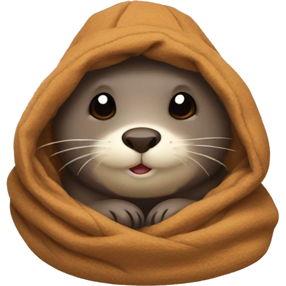 otter cozy in blanket with hat emoji