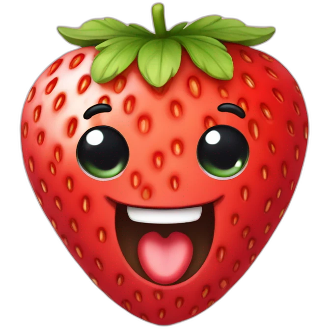 Strawberry with a cute face emoji