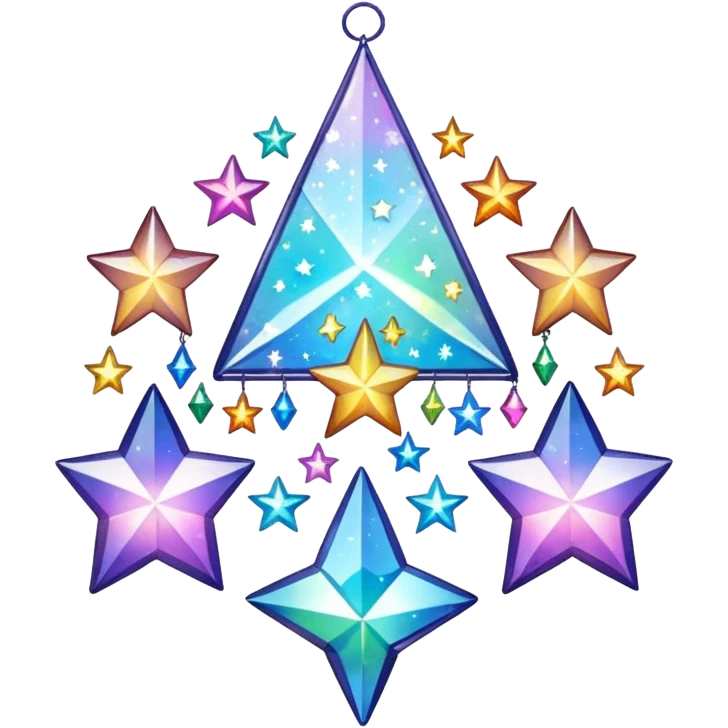 Sparkly glittery aesthetic Iridescent crystals formation suncatcher hanging crystals and tiny stars emoji