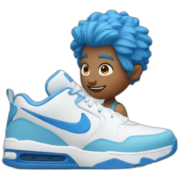 Person with a blue hair and Nike shoes  emoji